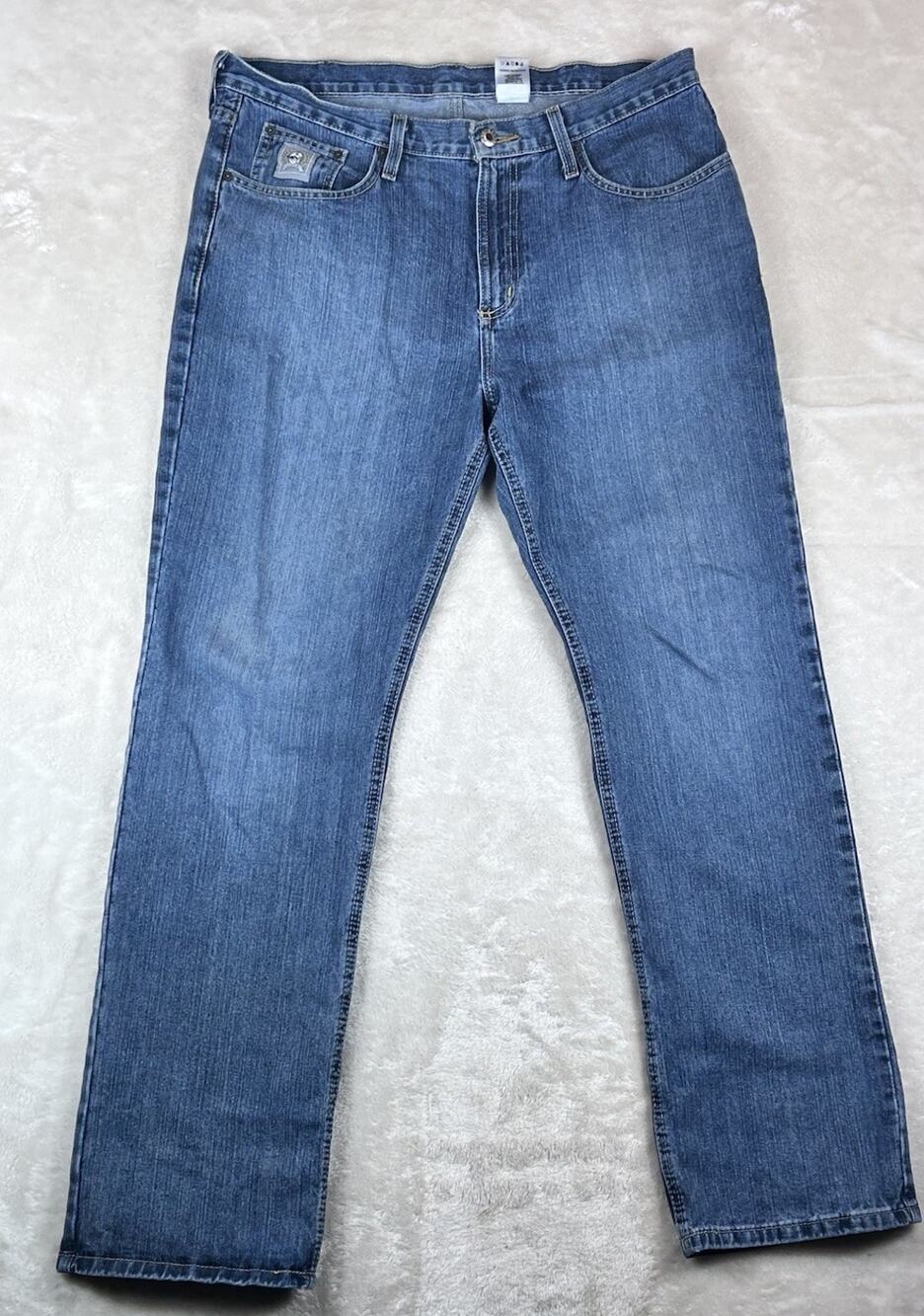 Cinch Jeans Men 35x32 Blue Silver Label 002 Rigid Straight Leg Medium Wash Denim